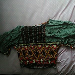 Multiple color blouse with multiple patterns